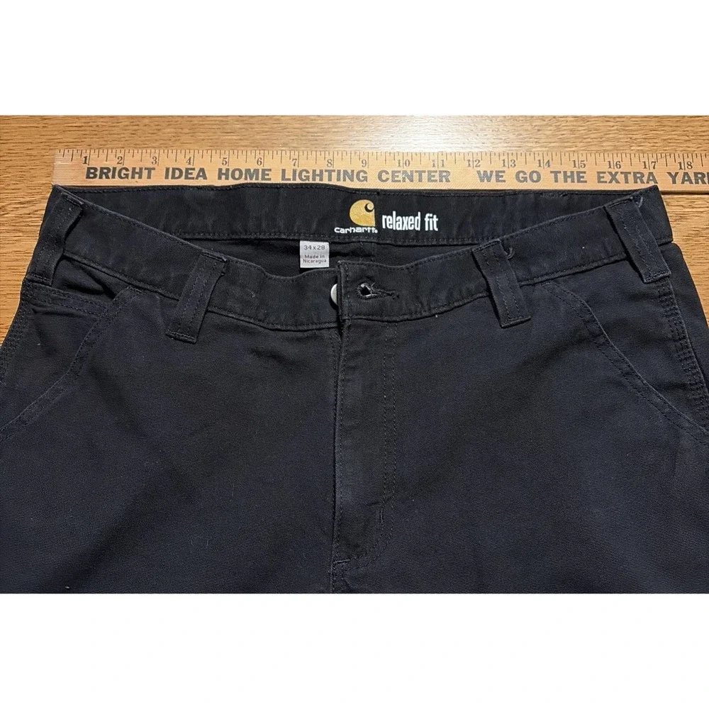 Carhartt Pants Men's 34x28 Black Canvas Work Relaxed Fit Carpenter - Picture 6 of 8